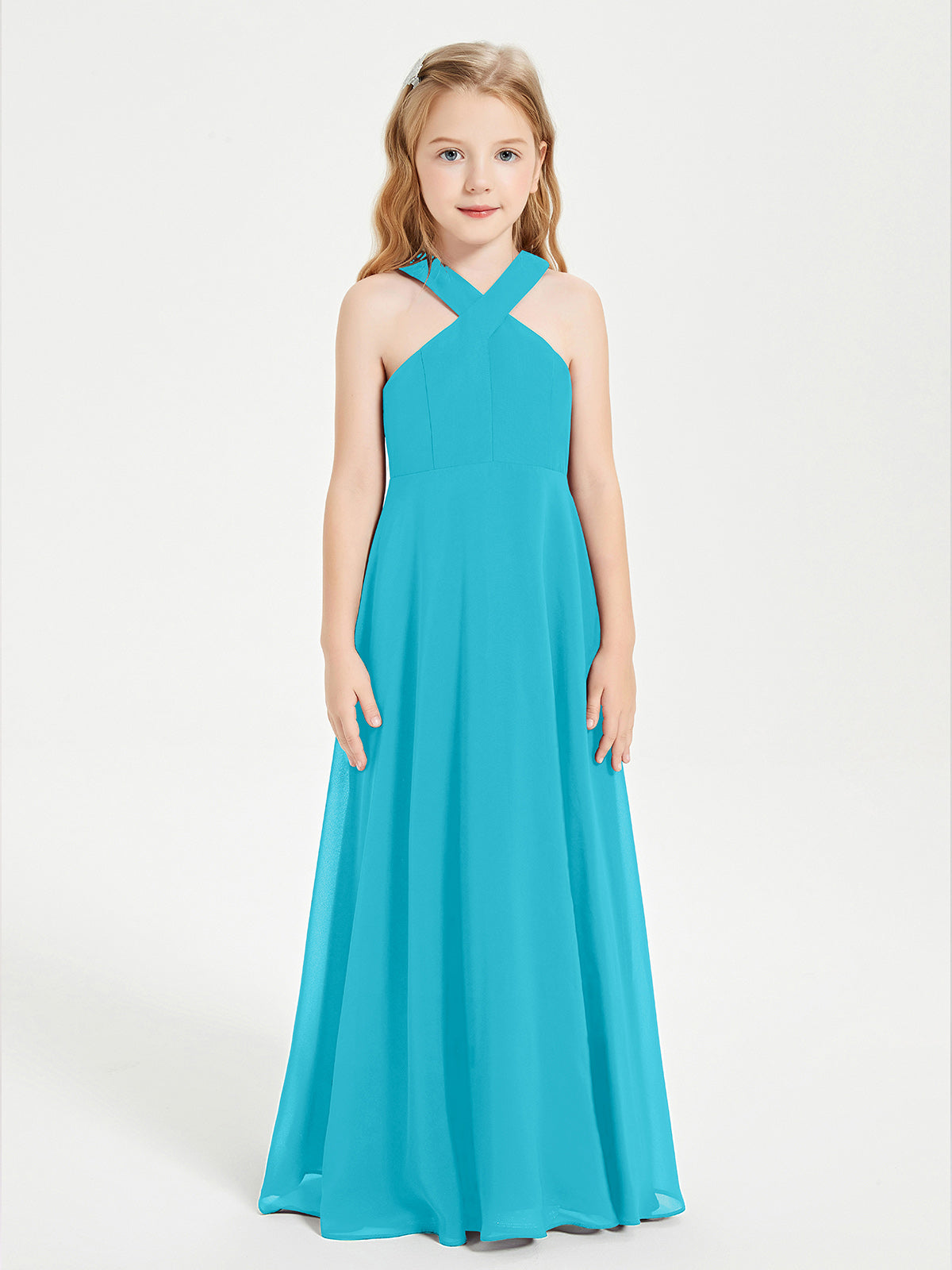 Grecian Neckline Long Dresses for Junior Bridesmaids Jade
